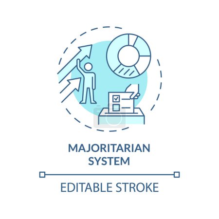 Majoritarian system soft blue concept icon. Politician majority, voting electoral system. Election candidate selection. Round shape line illustration. Abstract idea. Graphic design. Easy to use
