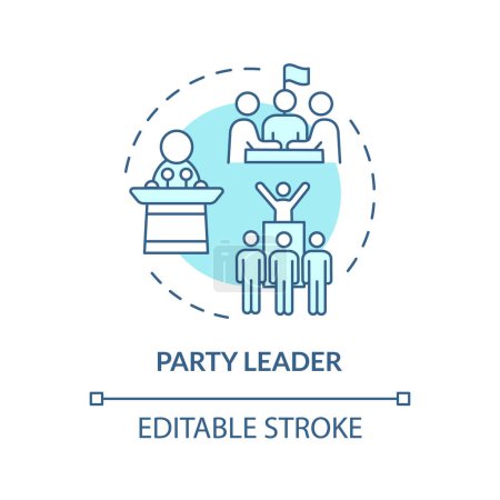 Party leader soft blue concept icon. Federal government structure. Government branch. Public sector politics. Round shape line illustration. Abstract idea. Graphic design. Easy to use