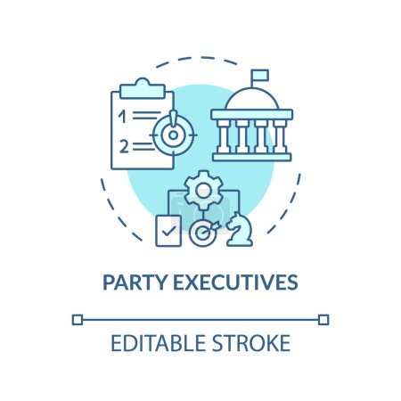 Political party executives soft blue concept icon. Public sector politics. Constitution authority, federal government. Round shape line illustration. Abstract idea. Graphic design. Easy to use