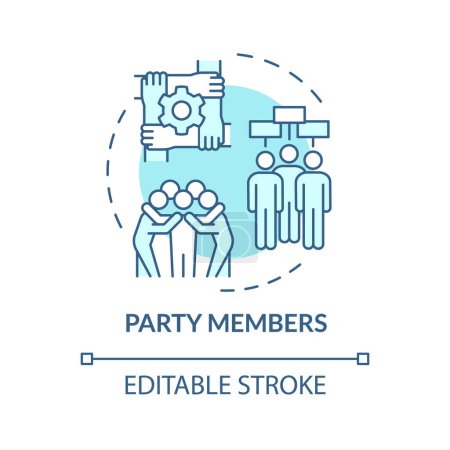 Parteimitglieder weich blaue Konzept-Symbol. Regierungsstruktur. Sozialpolitik, öffentliche Verwaltung. Abbildung der runden Formlinie. Abstrakte Idee. Grafikdesign. Einfach zu bedienen