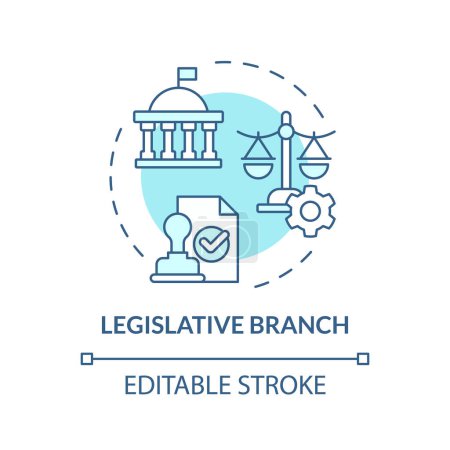 Legislative branch soft blue concept icon. Constitution authority, government structure. Public sector social policy. Round shape line illustration. Abstract idea. Graphic design. Easy to use