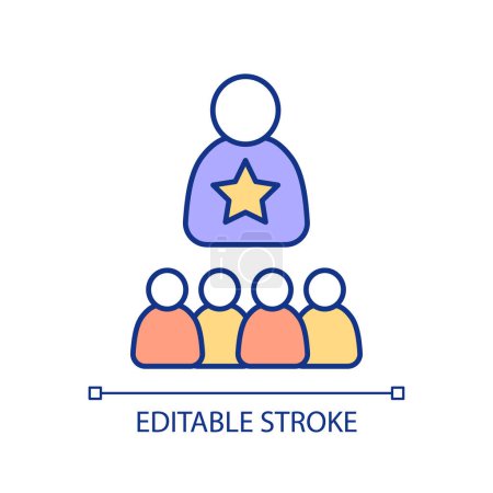Illustration for Leadership RGB color icon. Notable figure. Powerful person. Social hierarchy. Role model for other people. Isolated vector illustration. Simple filled line drawing. Editable stroke - Royalty Free Image