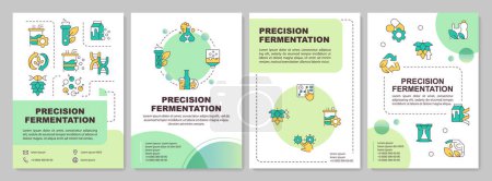 Ilustración de Plantilla de folleto círculo verde de fermentación de precisión. Diseño de folleto con iconos lineales. Editable 4 diseños de vectores para la presentación, informes anuales. Arial-Bold, Myriad Fuentes Pro-Regular utilizadas - Imagen libre de derechos