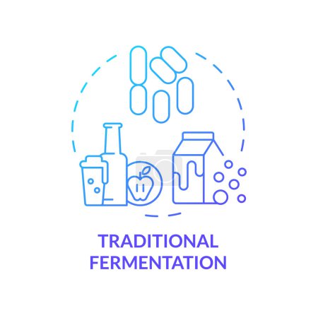 Traditional fermentation blue gradient concept icon. Food production industry. Genetic modification. Round shape line illustration. Abstract idea. Graphic design. Easy to use in article, blog post