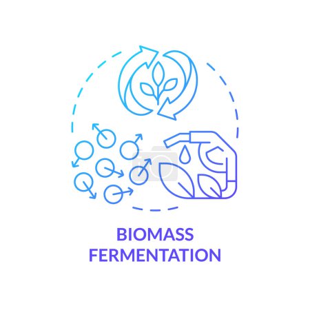 Icône de concept de gradient bleu de fermentation de biomasse. Procédé biotechnologique, protéines alternatives. Illustration de forme ronde. Idée abstraite. Conception graphique. Facile à utiliser dans l'article, billet de blog