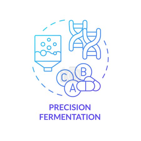 Precision fermentation blue gradient concept icon. Pharmaceutical industry, food production. Round shape line illustration. Abstract idea. Graphic design. Easy to use in article, blog post