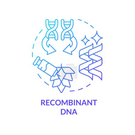 Icono de concepto de gradiente azul ADN recombinante. Secuenciación del genoma, interferencia del rna. Mejora de cultivos. Ilustración de línea de forma redonda. Una idea abstracta. Diseño gráfico. Fácil de usar en el artículo, entrada de blog