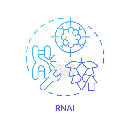 Icono de concepto de degradado azul RNAi. Interferencia de ARN. Modificación genética, bioingeniería. Ilustración de línea de forma redonda. Una idea abstracta. Diseño gráfico. Fácil de usar en el artículo, entrada de blog