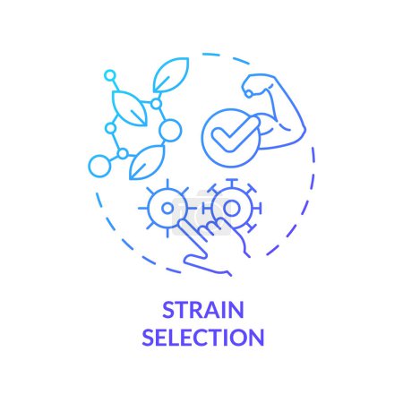 Strain selection blue gradient concept icon. Selective agriculture, seed modification. Genetic modification. Round shape line illustration. Abstract idea. Graphic design. Easy to use in blog post