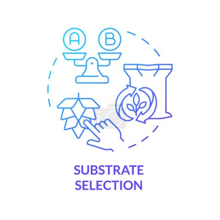 Substrate selection blue gradient concept icon. Agriculture bioprocessing, synthetic biofertilizers. Biofuel production. Round shape line illustration. Abstract idea. Graphic design. Easy to use