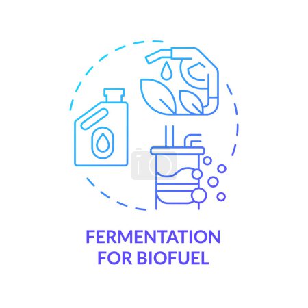 Fermentación para biocombustible icono concepto gradiente azul. Producción de bioetanol. Refinación de materiales orgánicos. Ilustración de línea de forma redonda. Una idea abstracta. Diseño gráfico. Fácil de usar en el artículo, entrada de blog
