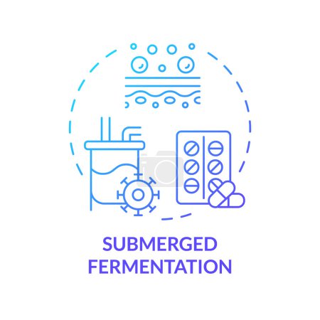 Submerged fermentation blue gradient concept icon. Pharmaceutical industry. Biotechnological cultivation. Round shape line illustration. Abstract idea. Graphic design. Easy to use in article