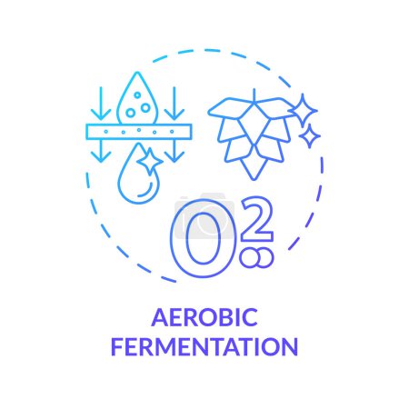 Aerobe Fermentation blaues Gradienten-Konzept Symbol. Landwirtschaftliche Bedingungen, Stoffwechselprozesse. Anbautechnologie. Abbildung der runden Formlinie. Abstrakte Idee. Grafikdesign. Einfach zu bedienen