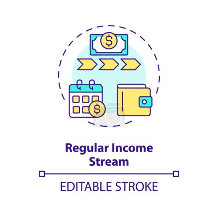 Regular income stream multi color concept icon. Monthly interest payments from borrowers. Investment. Round shape line illustration. Abstract idea. Graphic design. Easy to use in marketing