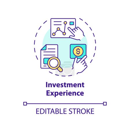 Illustration for Investment experience multi color concept icon. Passive investment options. P2P lending advantages for investors. Round shape line illustration. Abstract idea. Graphic design. Easy to use in marketing - Royalty Free Image
