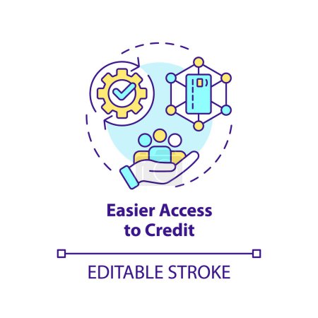 Easier access to credit multi color concept icon. P2P lending advantages for borrowers. Access to capital. Round shape line illustration. Abstract idea. Graphic design. Easy to use in marketing