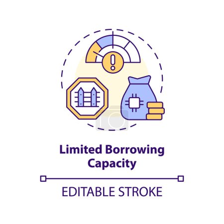 Limited borrowing capacity multi color concept icon. Limits on amount of money borrowers. Round shape line illustration. Abstract idea. Graphic design. Easy to use in marketing