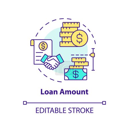 Loan amount multi color concept icon. Borrowing money. Deal between borrower and lender. P2P platform. Round shape line illustration. Abstract idea. Graphic design. Easy to use in marketing