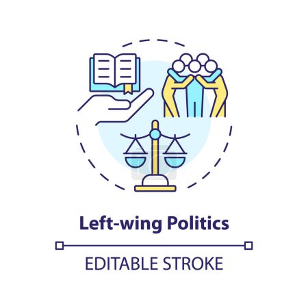 Left-wing politics multi color concept icon. Progressive reforms. Individual freedom rights, equality. Economic prosperity. Round shape line illustration. Abstract idea. Graphic design. Easy to use