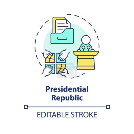 Presidential republic multi color concept icon. Branches government, constitution authority. Democratic ballot system. Round shape line illustration. Abstract idea. Graphic design. Easy to use