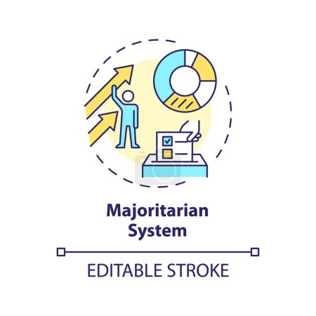 Majoritarian system multi color concept icon. Politician majority, voting electoral system. Election candidate selection. Round shape line illustration. Abstract idea. Graphic design. Easy to use