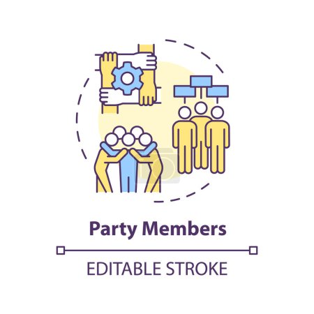 Political party members multi color concept icon. Government structure. Social policy, public administration. Round shape line illustration. Abstract idea. Graphic design. Easy to use