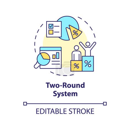 Two-round system multi color concept icon. Presidential voting election system. Electoral ballot box. Legislative branch. Round shape line illustration. Abstract idea. Graphic design. Easy to use