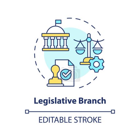 Legislative branch multi color concept icon. Constitution authority, government structure. Public sector social policy. Round shape line illustration. Abstract idea. Graphic design. Easy to use