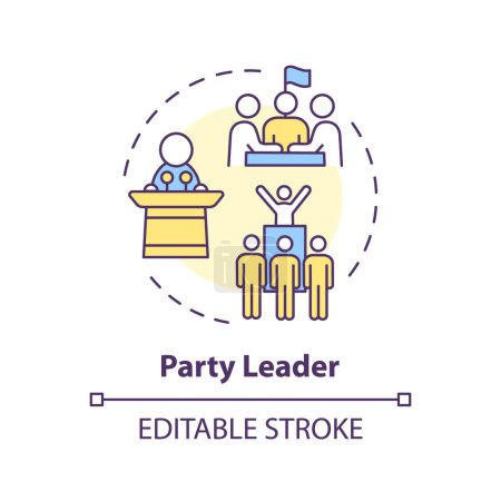Party leader multi color concept icon. Federal government structure. Government branch. Public sector politics. Round shape line illustration. Abstract idea. Graphic design. Easy to use
