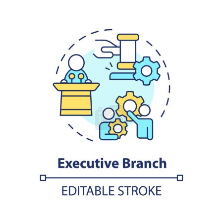 Illustration for Executive branch multi color concept icon. Law enforcement public policies. Individual rights regulations. Round shape line illustration. Abstract idea. Graphic design. Easy to use - Royalty Free Image