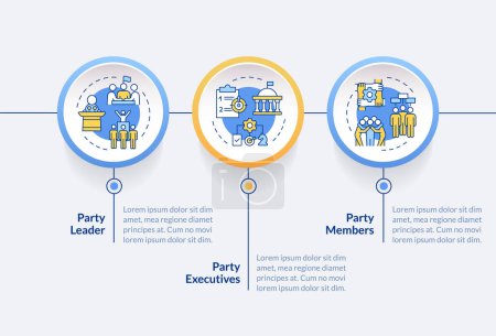 Political party hierarchy circle infographic template. Social equality. Data visualization with 3 steps. Editable timeline info chart. Workflow layout with line icons. Lato-Bold, Regular fonts used