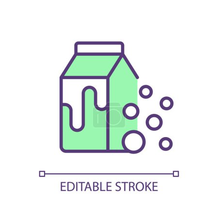 Dairy products fermentation green RGB color icon. Pasteurized milk package. Probiotic microorganisms, food security. Isolated vector illustration. Simple filled line drawing. Editable stroke