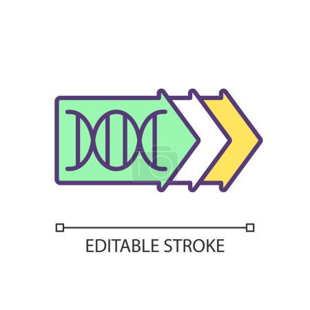 Gene modification RGB color icon. Dna recombination, rna interference. Synthetic biology. Genetic data bioengineering. Isolated vector illustration. Simple filled line drawing. Editable stroke
