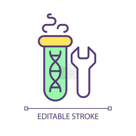 Gene artificial regulation RGB color icon. Genetic modification, rna interference. Biotechnological process. Isolated vector illustration. Simple filled line drawing. Editable stroke