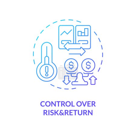 Control over risk and return blue gradient concept icon. Safer, lower-interest loans. P2P lending platforms. Round shape line illustration. Abstract idea. Graphic design. Easy to use in marketing