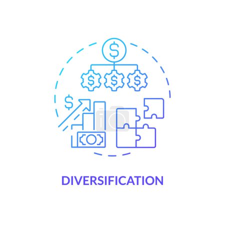 Diversification blue gradient concept icon. Investment strategy. Risk mitigation technique. P2P loans. Round shape line illustration. Abstract idea. Graphic design. Easy to use in marketing