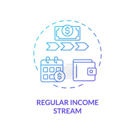 Regelmäßige Einkommensströme blaues Gradienten-Konzept Symbol. Monatliche Zinszahlungen von Kreditnehmern. Investitionen. Abbildung der runden Formlinie. Abstrakte Idee. Grafikdesign. Einfache Anwendung im Marketing
