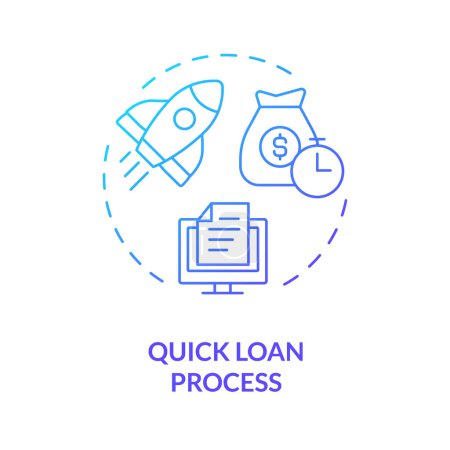 Illustration for Quick loan process blue gradient concept icon. Loan application on P2P platform. Online application form. Round shape line illustration. Abstract idea. Graphic design. Easy to use in marketing - Royalty Free Image