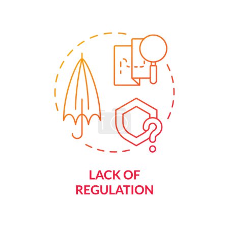 Lack of regulation red gradient concept icon. Peer-to-peer lending. No insurance, government protection. Round shape line illustration. Abstract idea. Graphic design. Easy to use in marketing