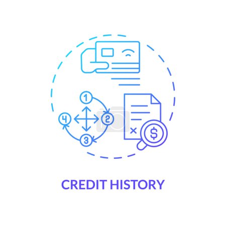 Credit history blue gradient concept icon. Credit card accounts information, loans, repayment records. Round shape line illustration. Abstract idea. Graphic design. Easy to use in marketing