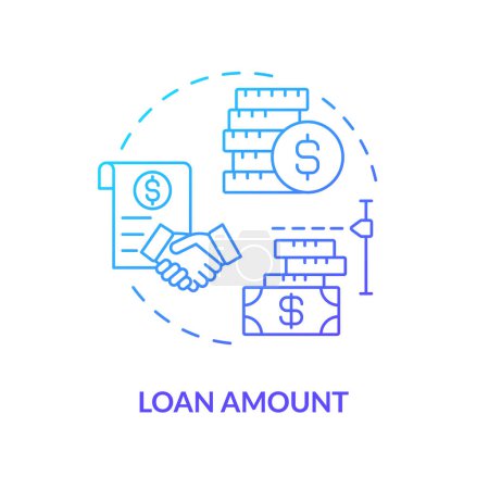 Loan amount blue gradient concept icon. Borrowing money. Deal between borrower and lender. P2P platform. Round shape line illustration. Abstract idea. Graphic design. Easy to use in marketing