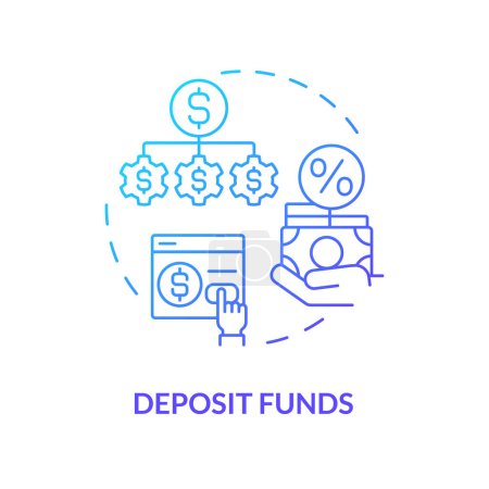 Deposit funds blue gradient concept icon. Diversifying investments. Allocating investments. Round shape line illustration. Abstract idea. Graphic design. Easy to use in marketing