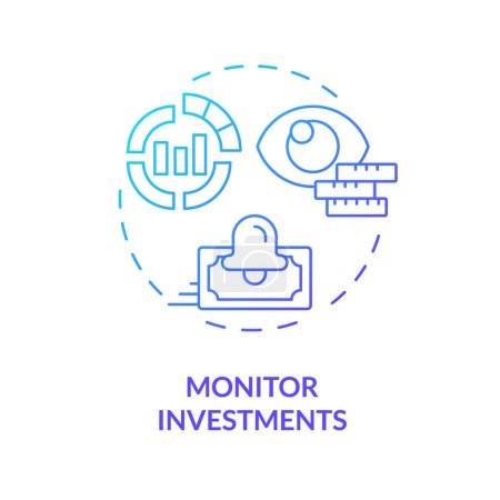 Monitor investment blue gradient concept icon. Receive payments. Invested in loans and monitor performance. Round shape line illustration. Abstract idea. Graphic design. Easy to use in marketing