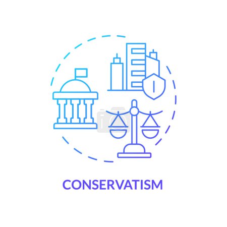 Conservatism ideology blue gradient concept icon. Political idea, economy regulation. Traditional values, free market. Round shape line illustration. Abstract idea. Graphic design. Easy to use
