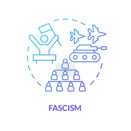 Illustration for Faschism ideology blue gradient concept icon. Militaristic politic, dictatorship regime. Discrimination policy, autocracy. Round shape line illustration. Abstract idea. Graphic design. Easy to use - Royalty Free Image
