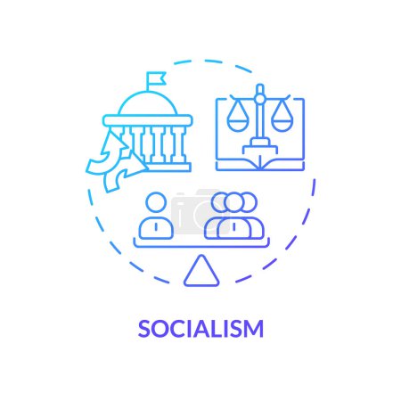 Sozialismus Ideologie Blue Gradient Konzept Ikone. Kollektive Wirtschaftsplanung. Autoritäre politische Struktur. Abbildung der runden Formlinie. Abstrakte Idee. Grafikdesign. Einfach zu bedienen