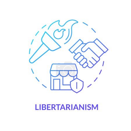 Libertarianism ideology blue gradient concept icon. Individual freedom rights, autonomy. Economic prosperity, free market. Round shape line illustration. Abstract idea. Graphic design. Easy to use