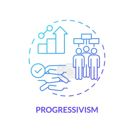Progressivism ideology blue gradient concept icon. Human rights. Social institution, rule of law. Constitution authority. Round shape line illustration. Abstract idea. Graphic design. Easy to use