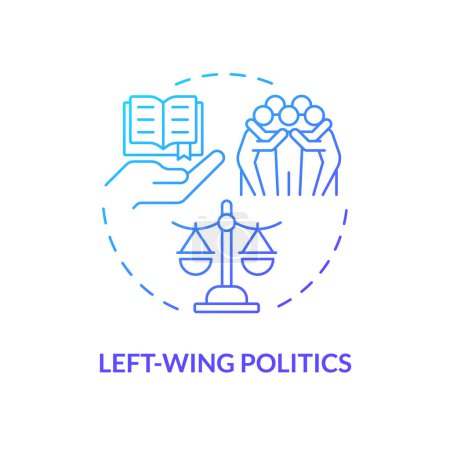 Left-wing politics blue gradient concept icon. Progressive reforms. Individual freedom rights, equality. Economic prosperity. Round shape line illustration. Abstract idea. Graphic design. Easy to use
