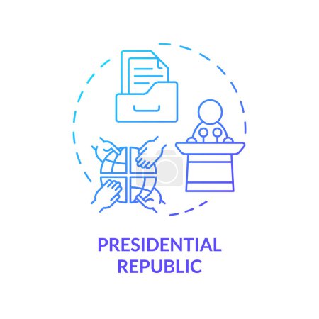 Presidential republic blue gradient concept icon. Branches government, constitution authority. Democratic ballot system. Round shape line illustration. Abstract idea. Graphic design. Easy to use